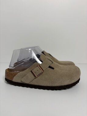 Birkenstock Boston Taupe Suede Leather Clogs Soft Footbed EU 37 US 6-6.5 Shoes